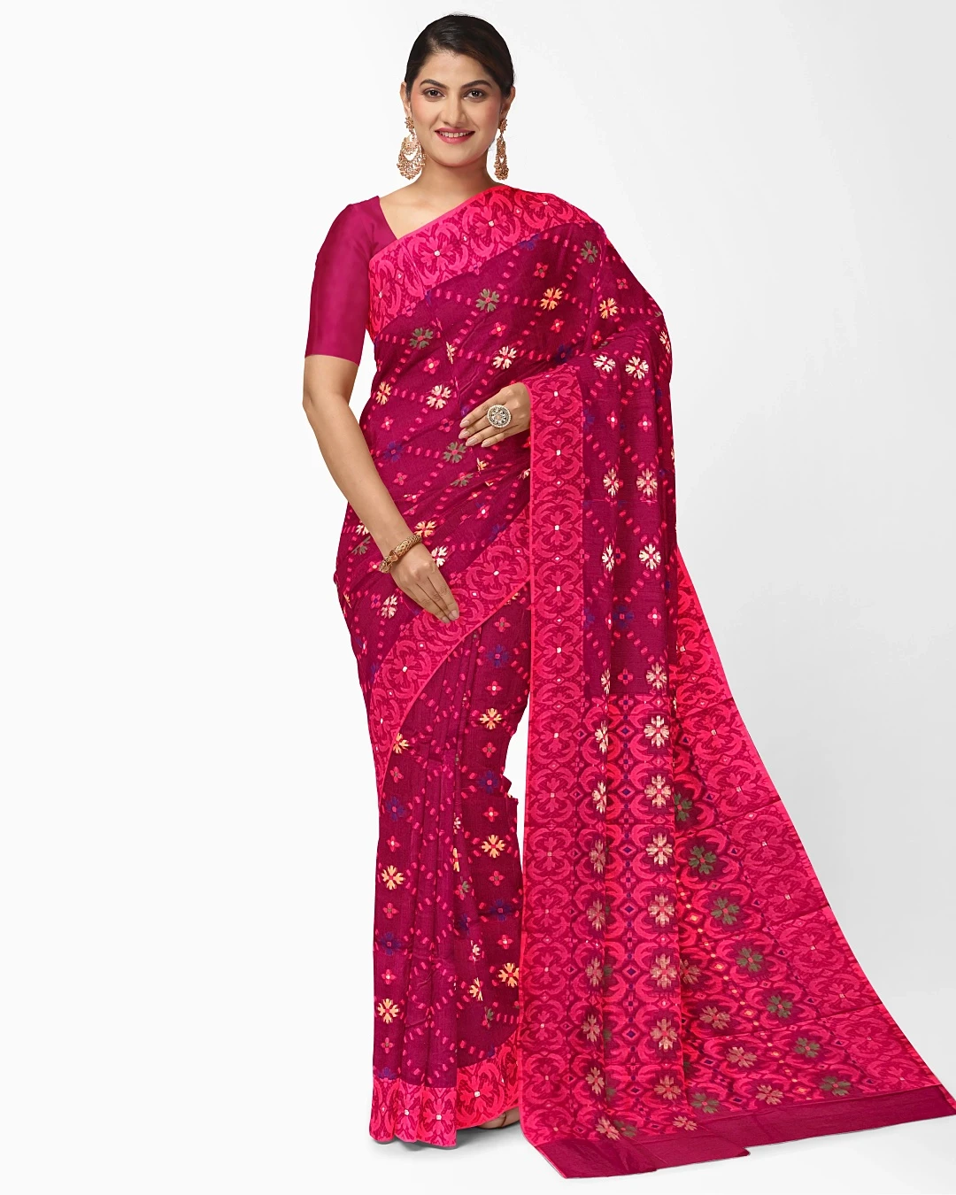Raktobindu Floral Half Silk Saree | Flickere Outfit
