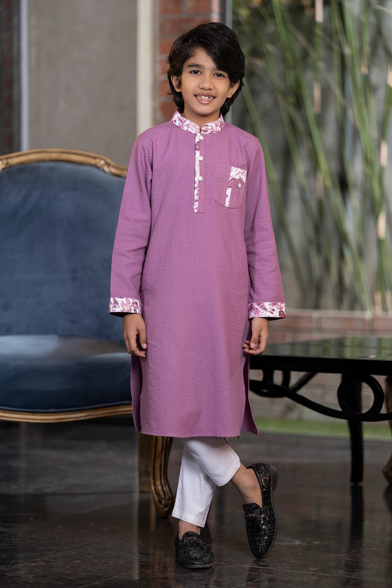 Majestic Antique Fuchsia Boys’ Panjabi – Elegant & Comfortable Festive Wear-Set-11
