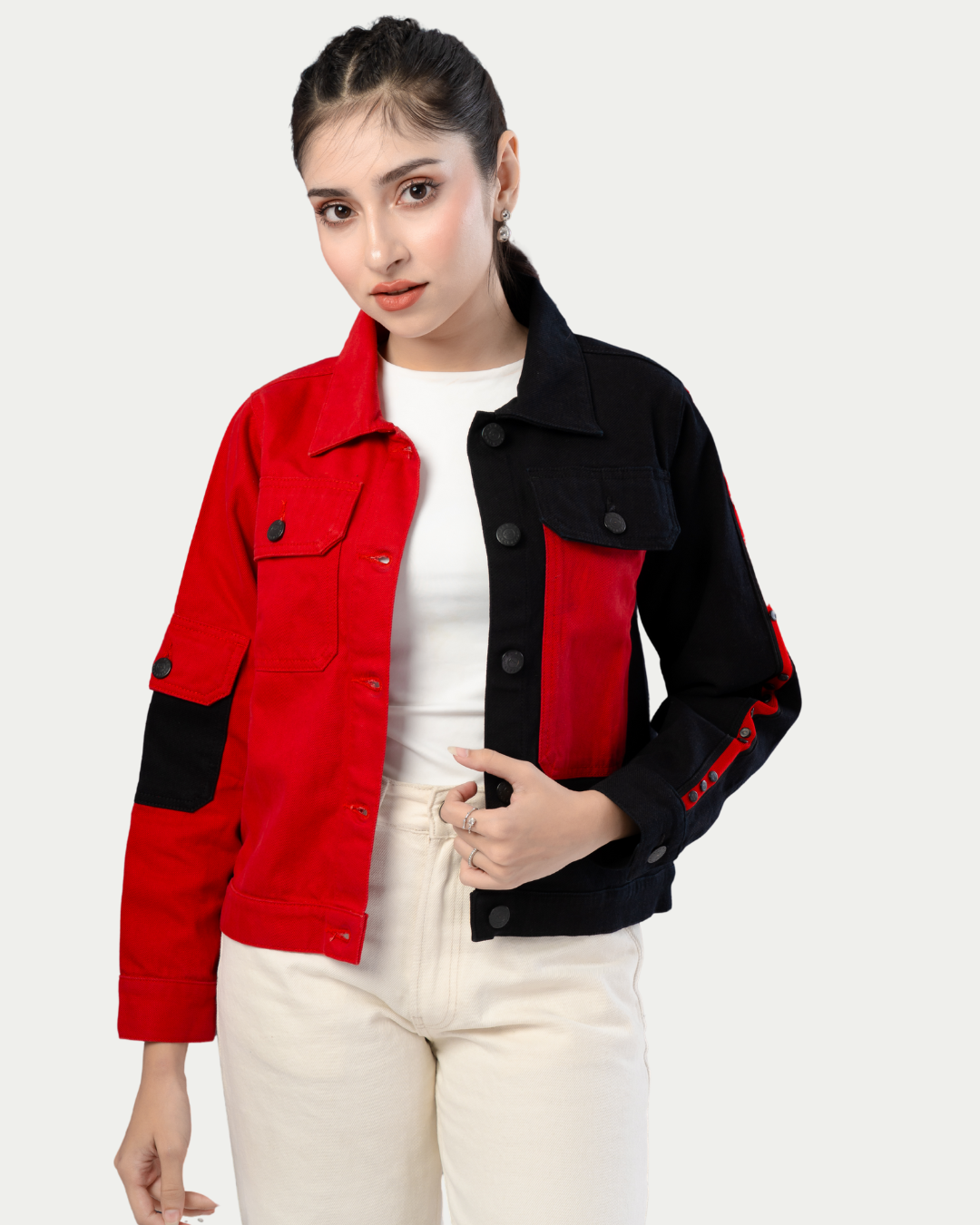 Color Block Denim Jacket-LWJ-702