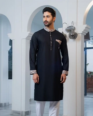 Elegant Black Man Panjabi Set – 12