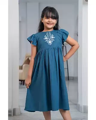 Charcoal Blue Elegance Bab Girl Frock Set No 13