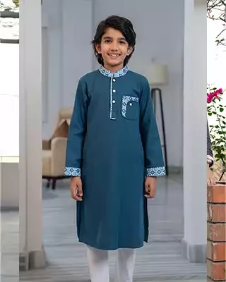 Charcoal Blue Elegance Baby Boy Panjabi -Set-No 13