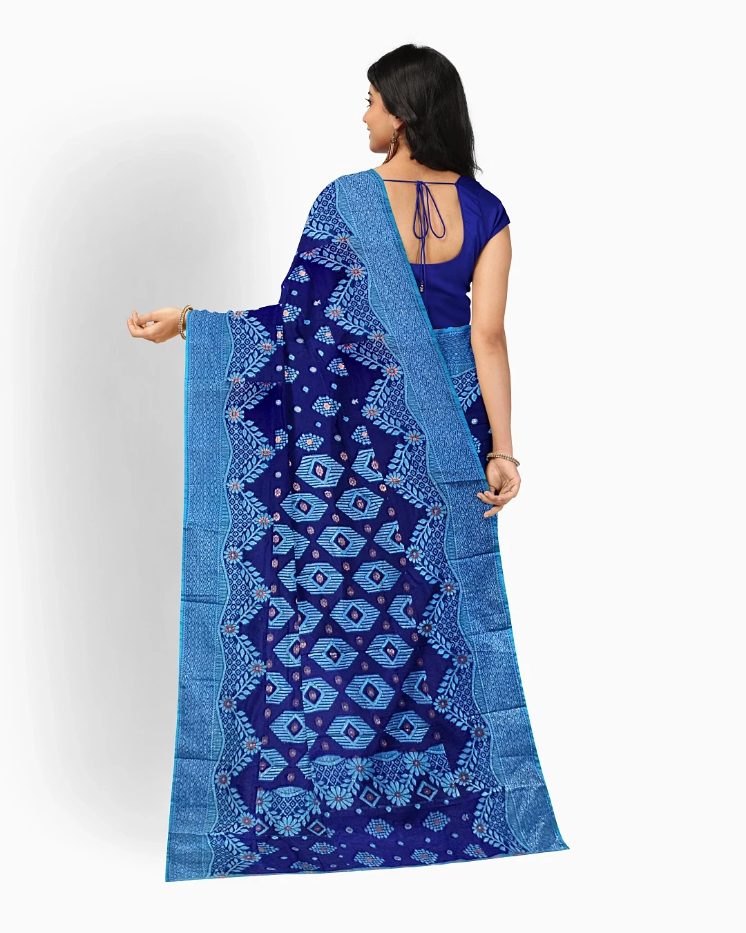 Flickere Outfit Ocean Blue Half-Silk Saree