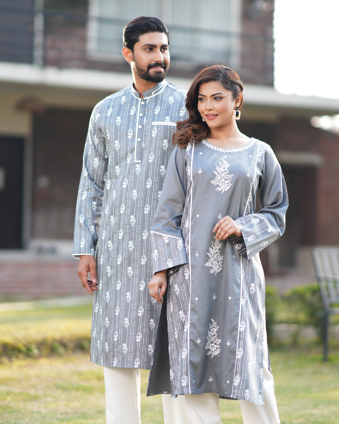 Designer Charcoal Grey Couple Combo - 2003A