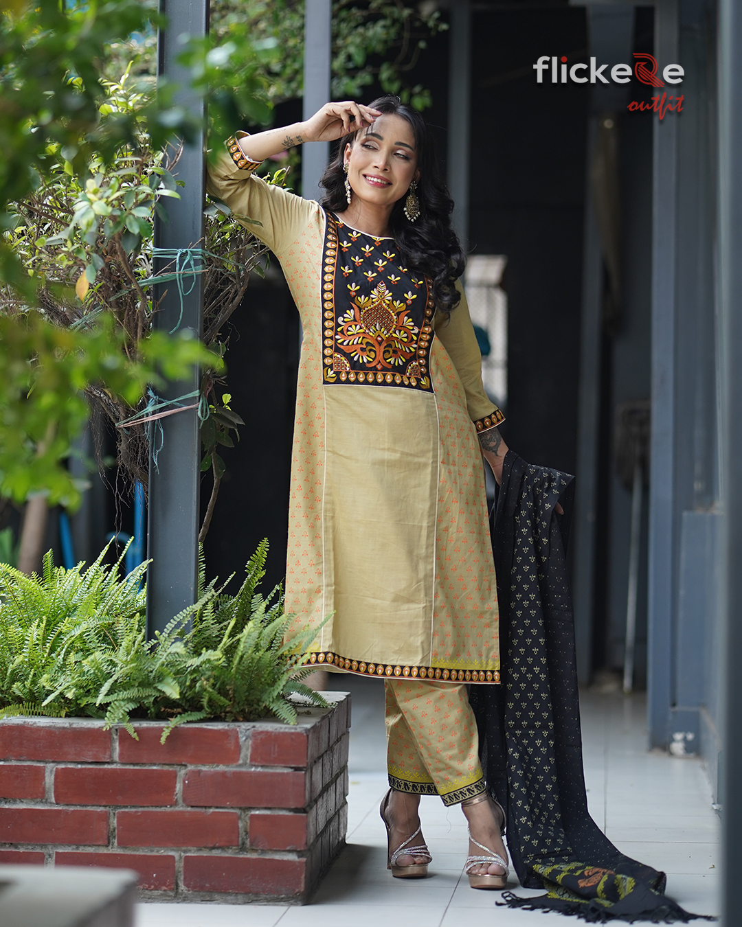 Elegant Mustard Embroidered 3 Piece Salwar Kameez Set for Women