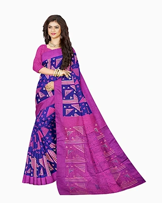 Flickere Outfit Royal Magenta & Violet Geometric Half-Silk Saree