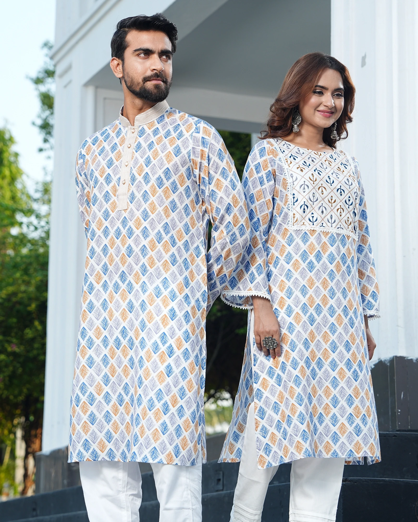 Elegant Cotton Tencel Couple Set – Timeless Tradition with a Modern Touch