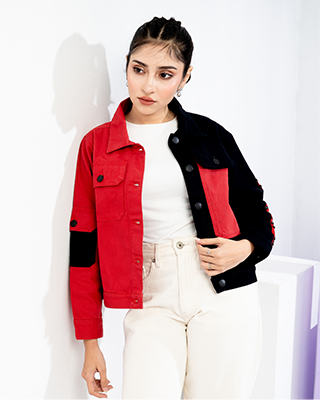 Color Block Denim Jacket-LWJ-702