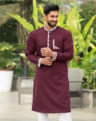 Men’s Classic Panjabi - Maroon Edition