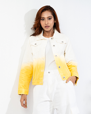 Yellow Dip-Dye Denim Jacket- LWJ-719