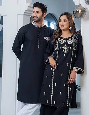 Elegant Black Matching Couple Set – 12