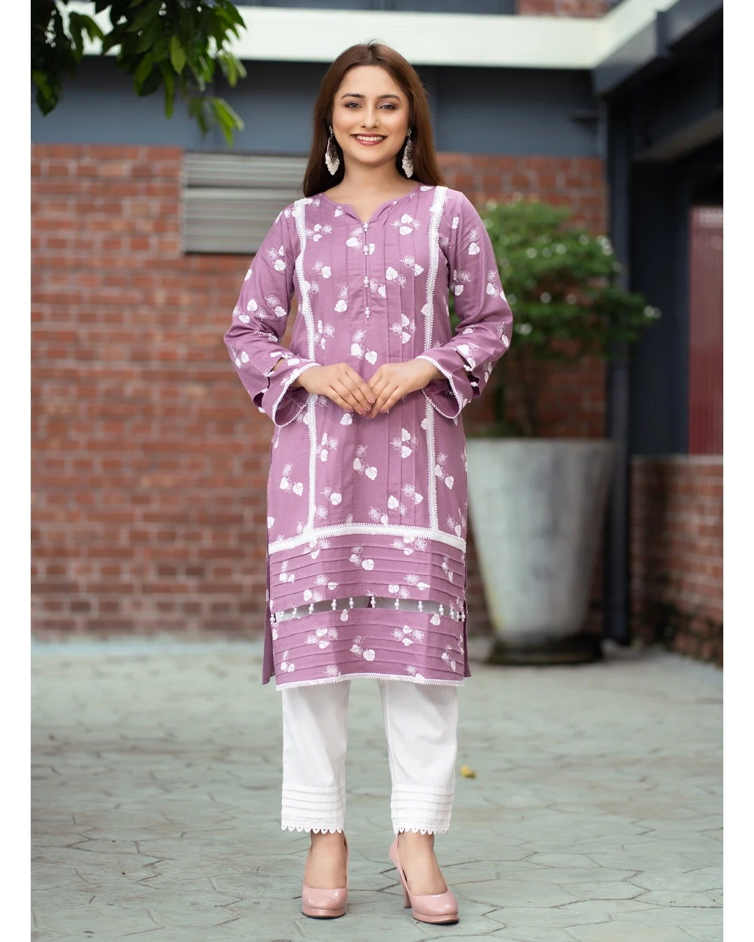 Vintage Pink Cotton Two-Piece Kurti Set for Women – East End Wear | Comfortable & Stylish Ladies Casual Dress for Office, Everyday & Festive Wear