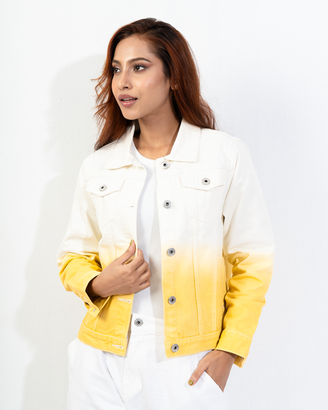 Yellow Dip-Dye Denim Jacket- LWJ-719