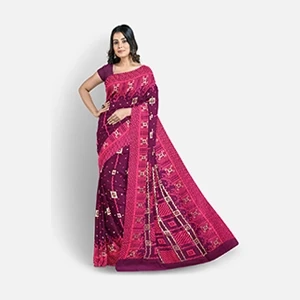 Flickere Outfit Premium Half-Silk Saree in Plum Wine & Rani Pink