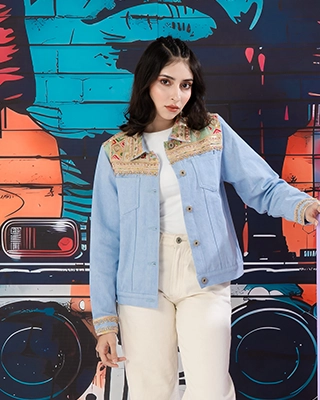 Embroidered Denim Jacket-LWJ-701