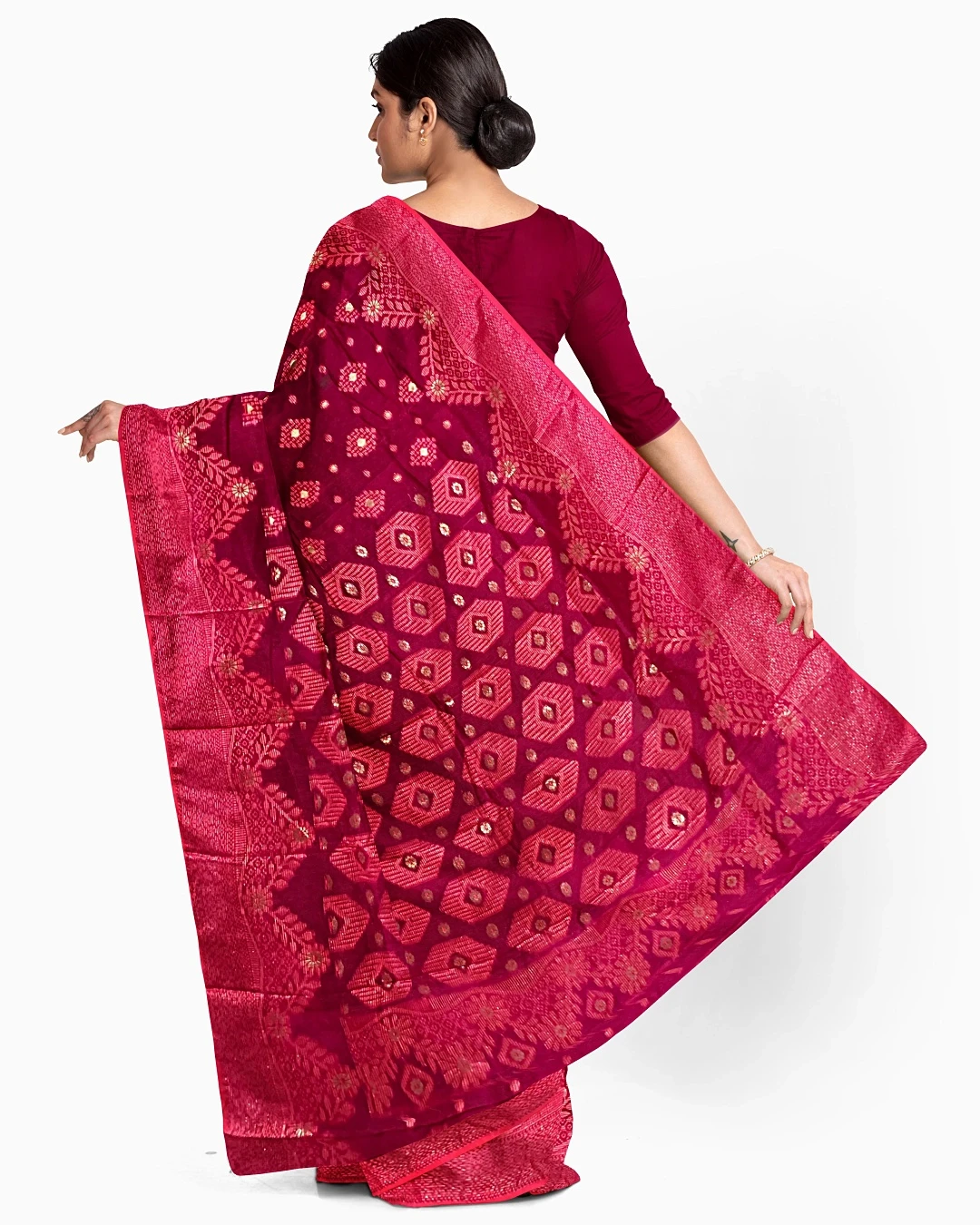 Flickere Outfit Ruby Red Half-Silk Saree