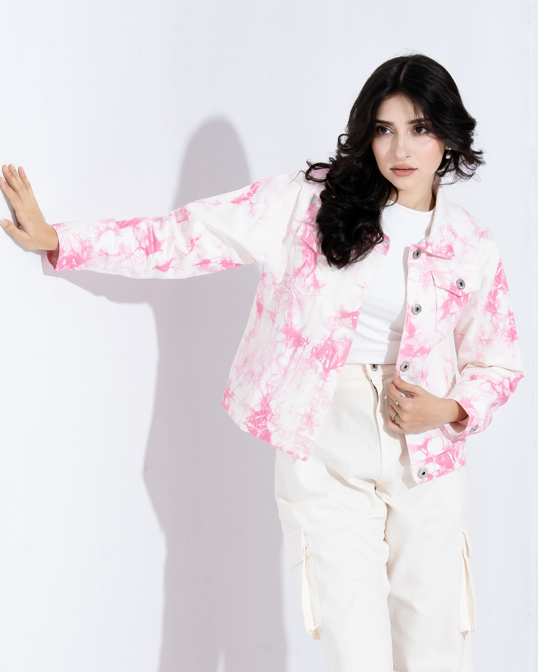 Pink Tie-Dye Denim Jacket- LWJ-722