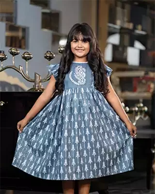 Slate Gray Elegance Baby Girl Frock -EEW-FC-1606A