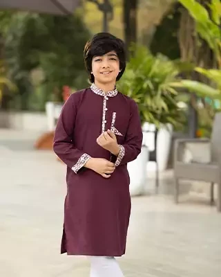 Majestic Maroon Boys’ Panjabi – Elegant & Comfortable Festive Wear
