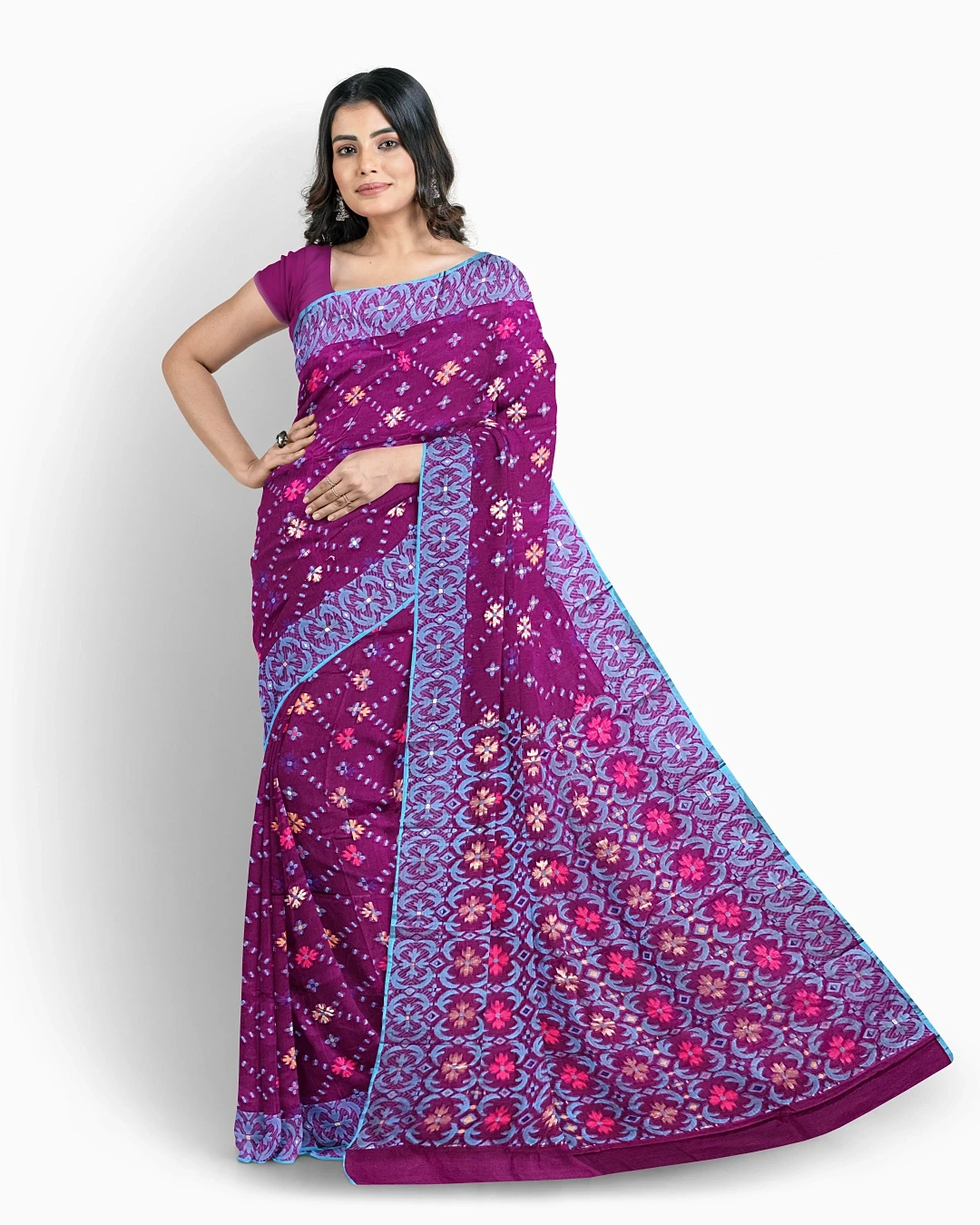 Rangnilika Twilight Bloom Purple Half Silk Saree