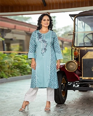 Elegant Aqua Blue Matching Kurti Set – Traditional & Stylish