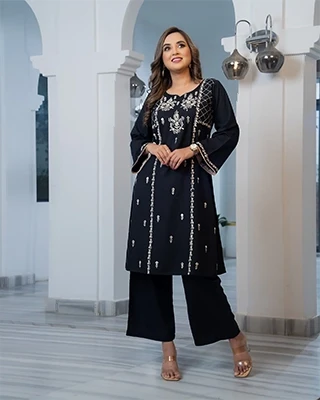 Elegant Black Kurti Set – 12